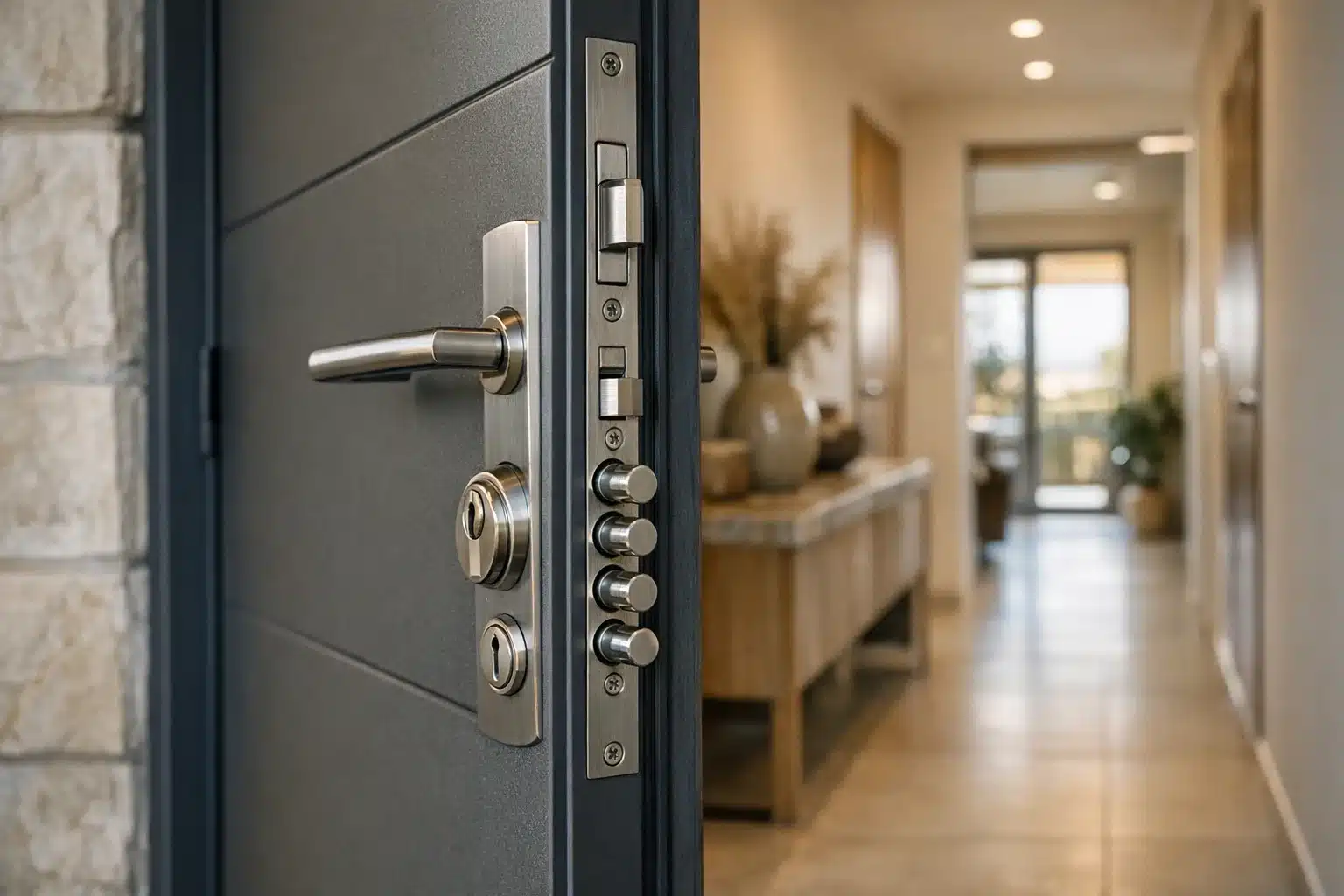 דלת כניסה עם מערכת נעילה רב-נקודתית רב בריח