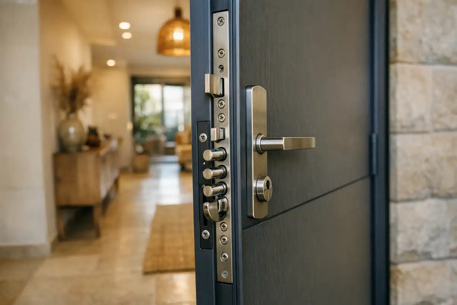 דלת ישראלית עם מערכת נעילה רב בריח