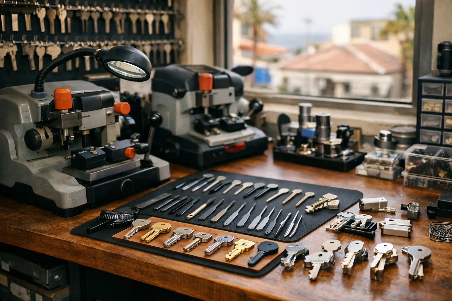 שולחן עבודה של מנעולן מקצועי