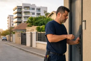 מנעולן בגן יבנה, רחוב בתים פרטיים ודלת ביטחון