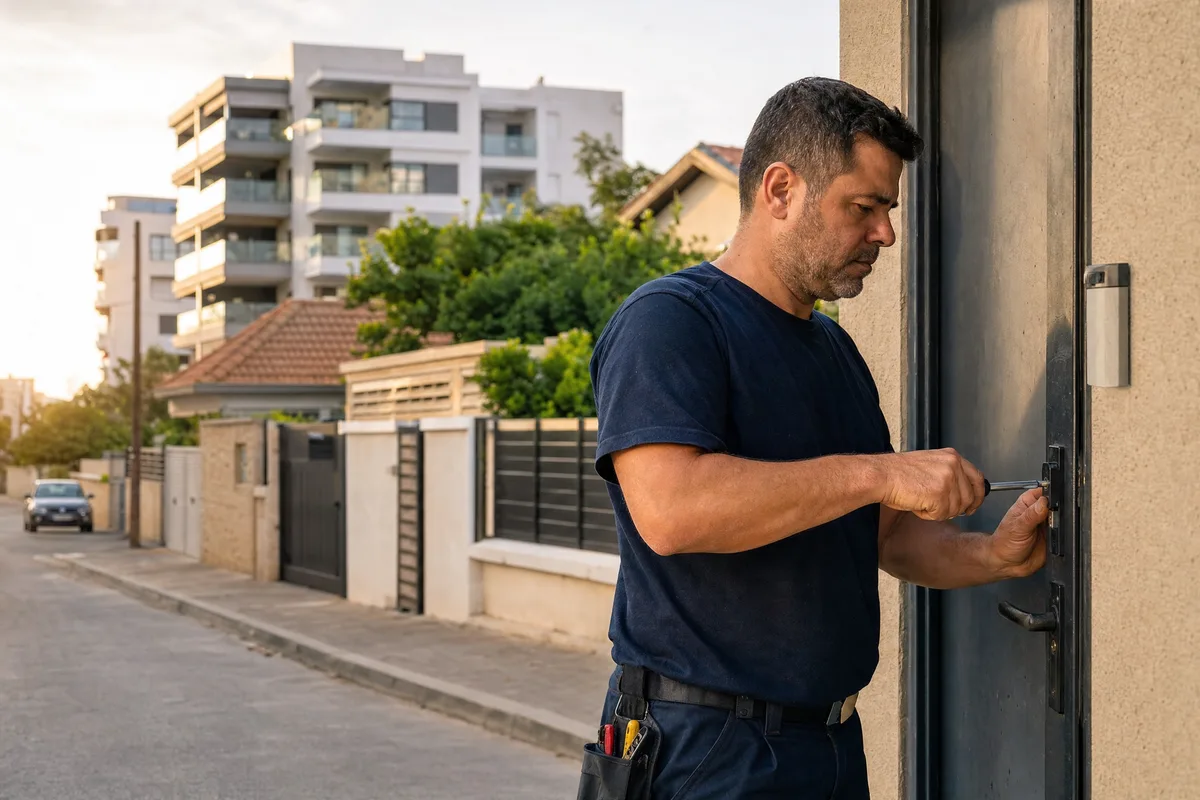 מנעולן בגן יבנה, רחוב בתים פרטיים ודלת ביטחון