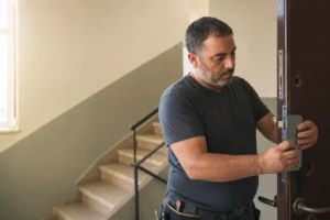 החלפת מנעולים בגבעתיים בדלת כניסה של בניין מגורים ותיק
