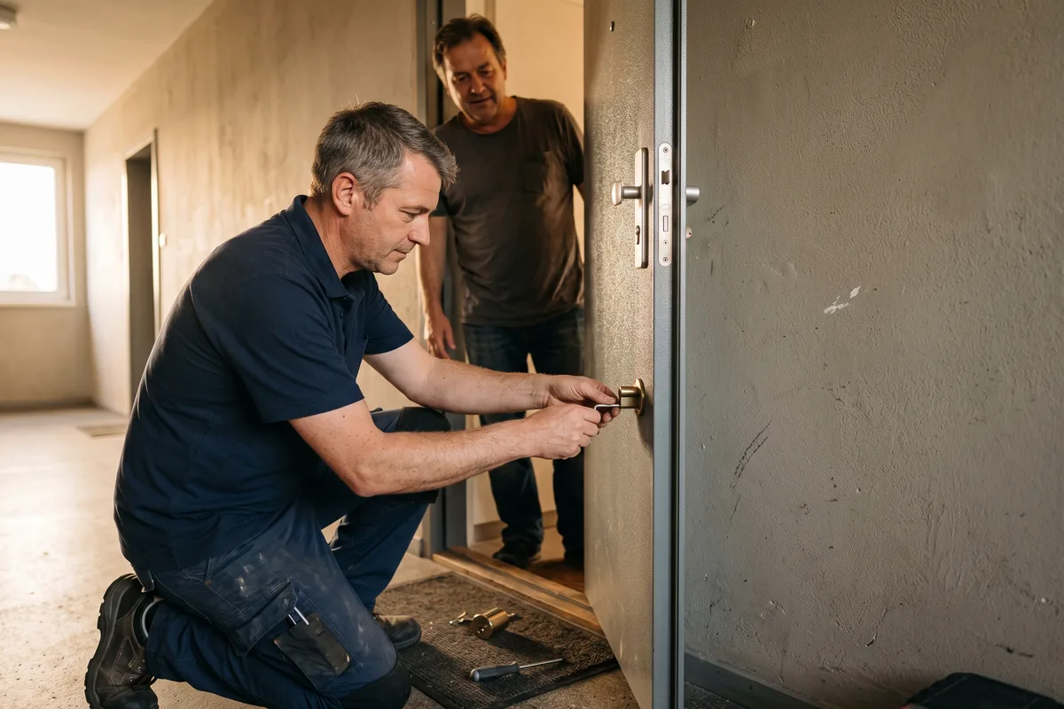 החלפת מנעולים בקריית עקרון, צילינדר חדש מותקן בדלת הפלדה