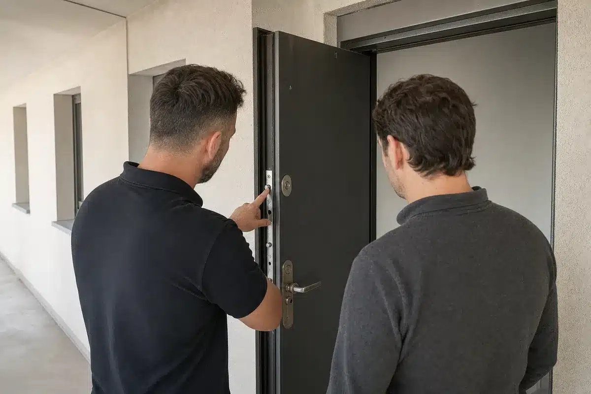 מנעולן במודיעין מסביר על מנגנון הנעילה בכניסה