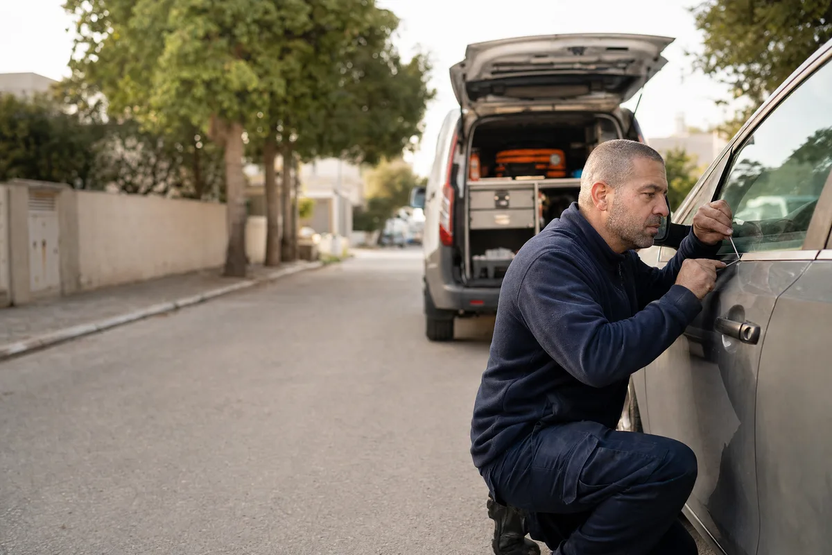 מנעולן בנס ציונה פותח רכב נעול ברחוב מגורים